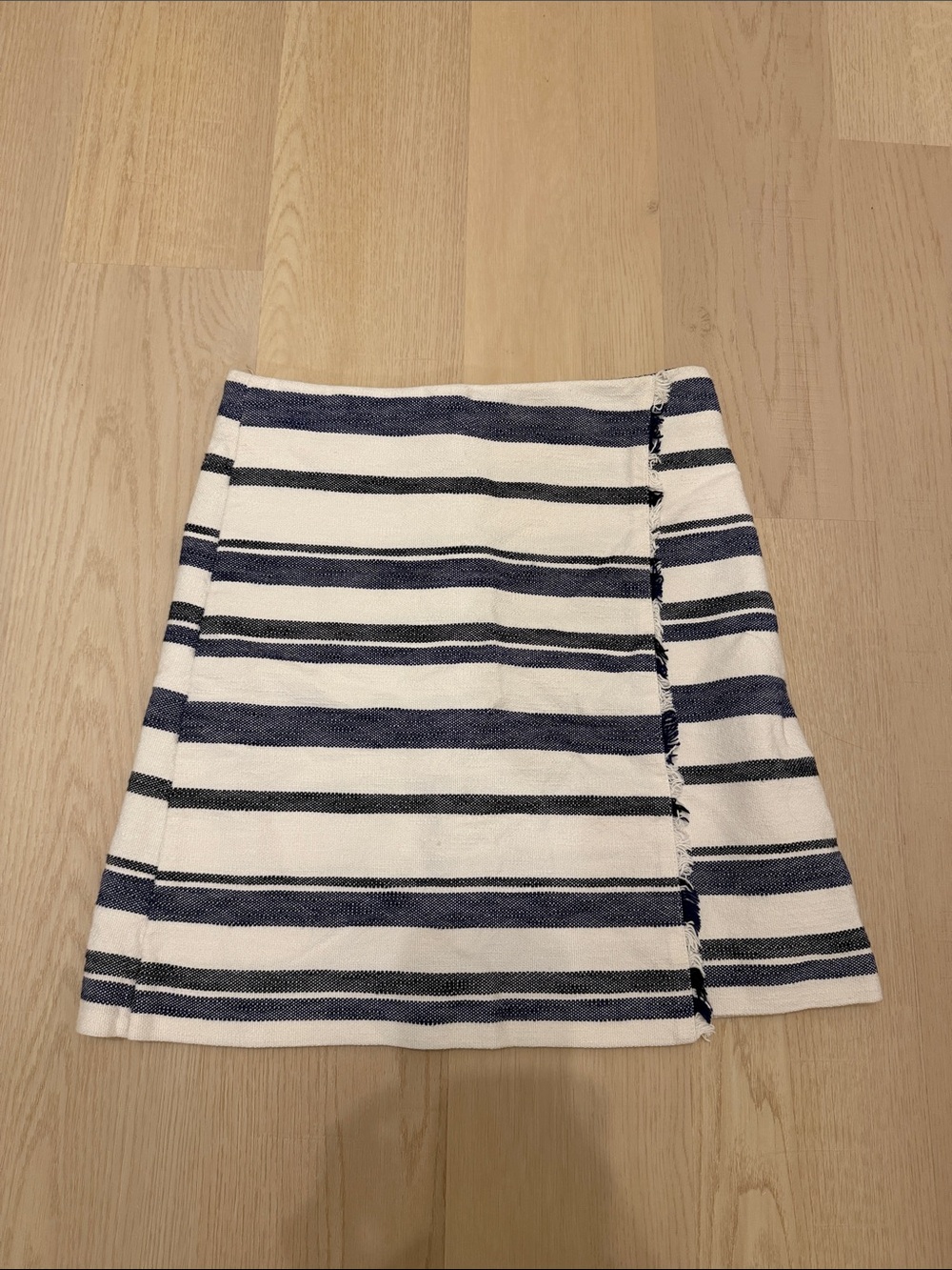 LOFT Navy and White Striped A-Line Mini Skirt Size 2